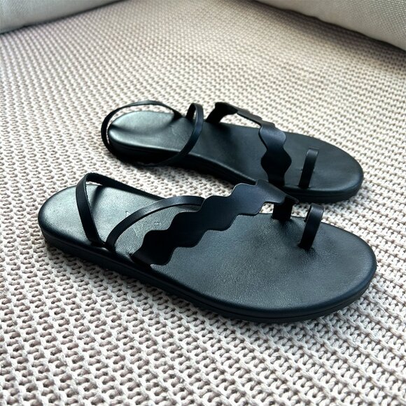 Women’s Ancient Greek Koralia Black Sandals 8 - Picture 2 of 3